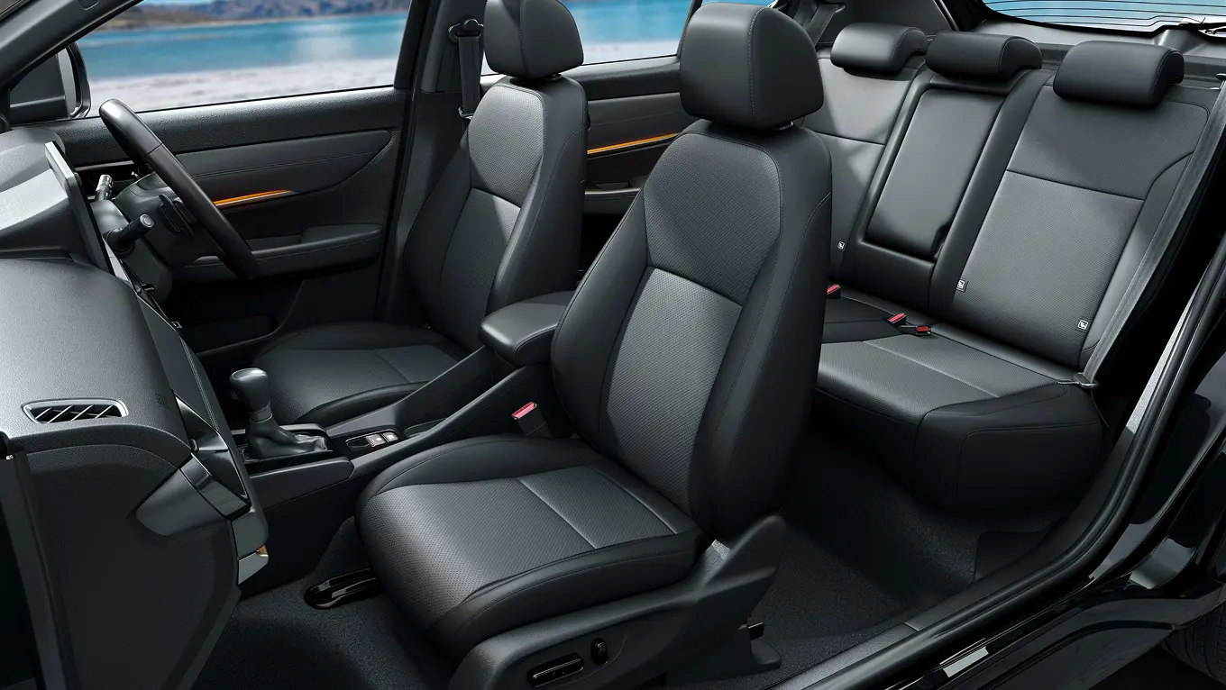 Sporty All-Black Perforated Leather Seats